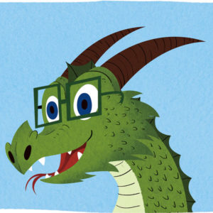 fraydo the dragon in square glasses